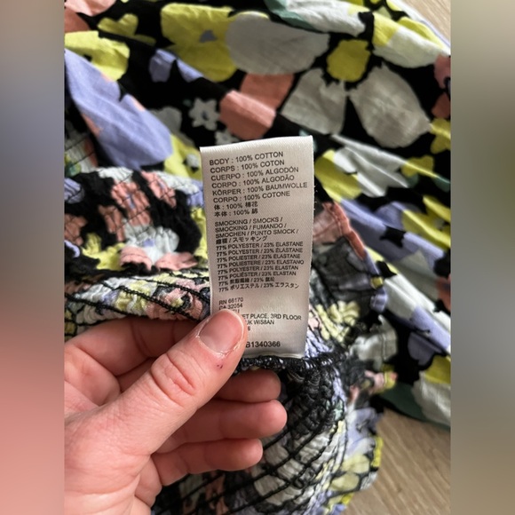 Free People Womens Ariana Floral Puff Sleeve Crop Blouse Retro Combo Size Medium - Picture 9 of 10